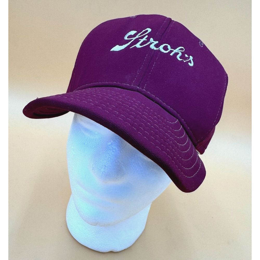 Stroh's Beer Snapback Mens Large Trucker Embroidered 80s Cap Alcohol‎ Hat AJD